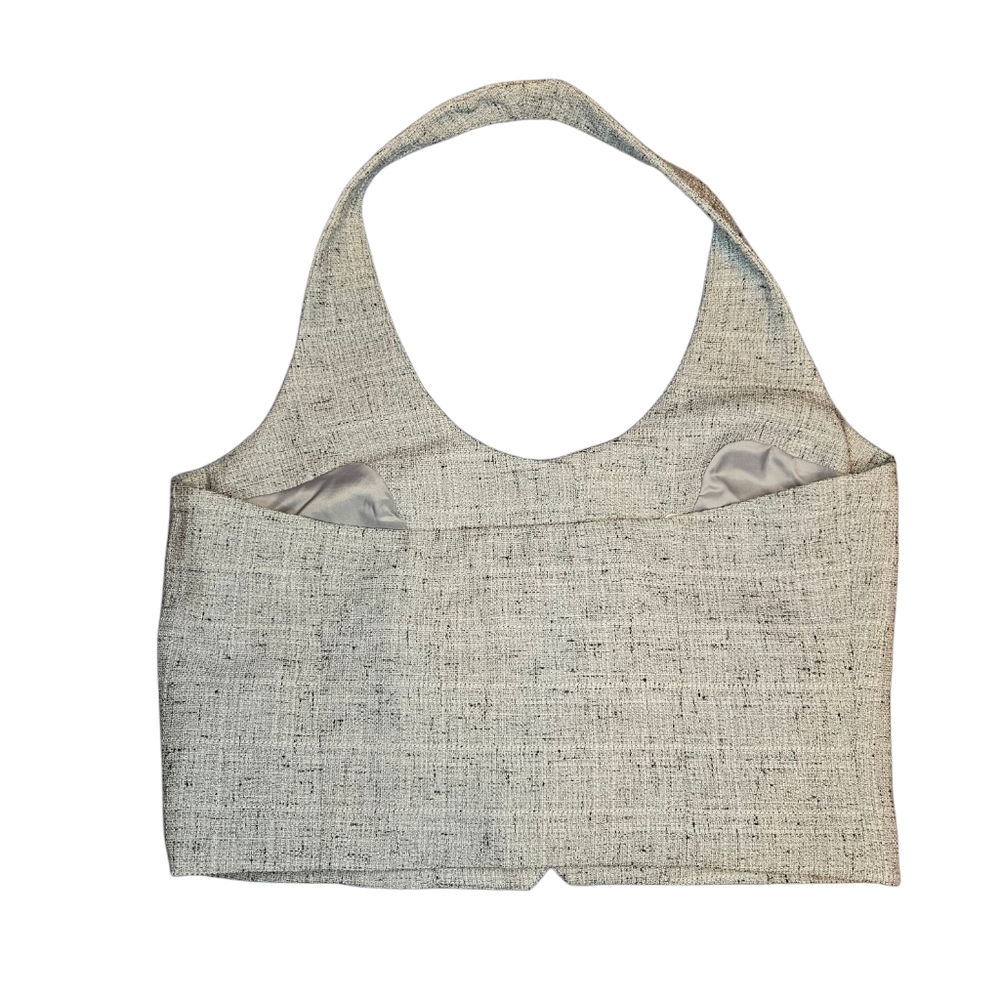 NWT Avec Les Filles Gray Tweed Halter Top Size M - Picture 4 of 9